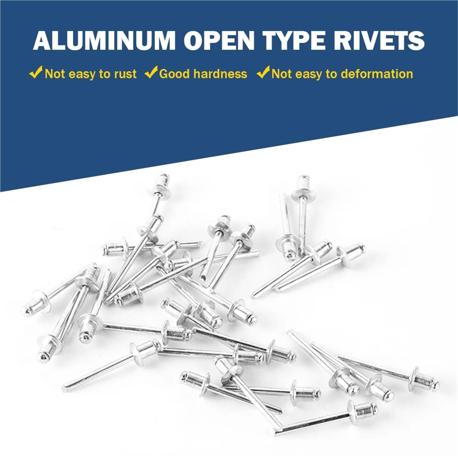 Lot de 500 rivets aveugles à tête ronde plate 2,4 mm/3,2 mm/4 mm/4,8 mm, rivets aveugles creux, légers et résistants à la corrosion, outils de travail du bois (4,8 mm)