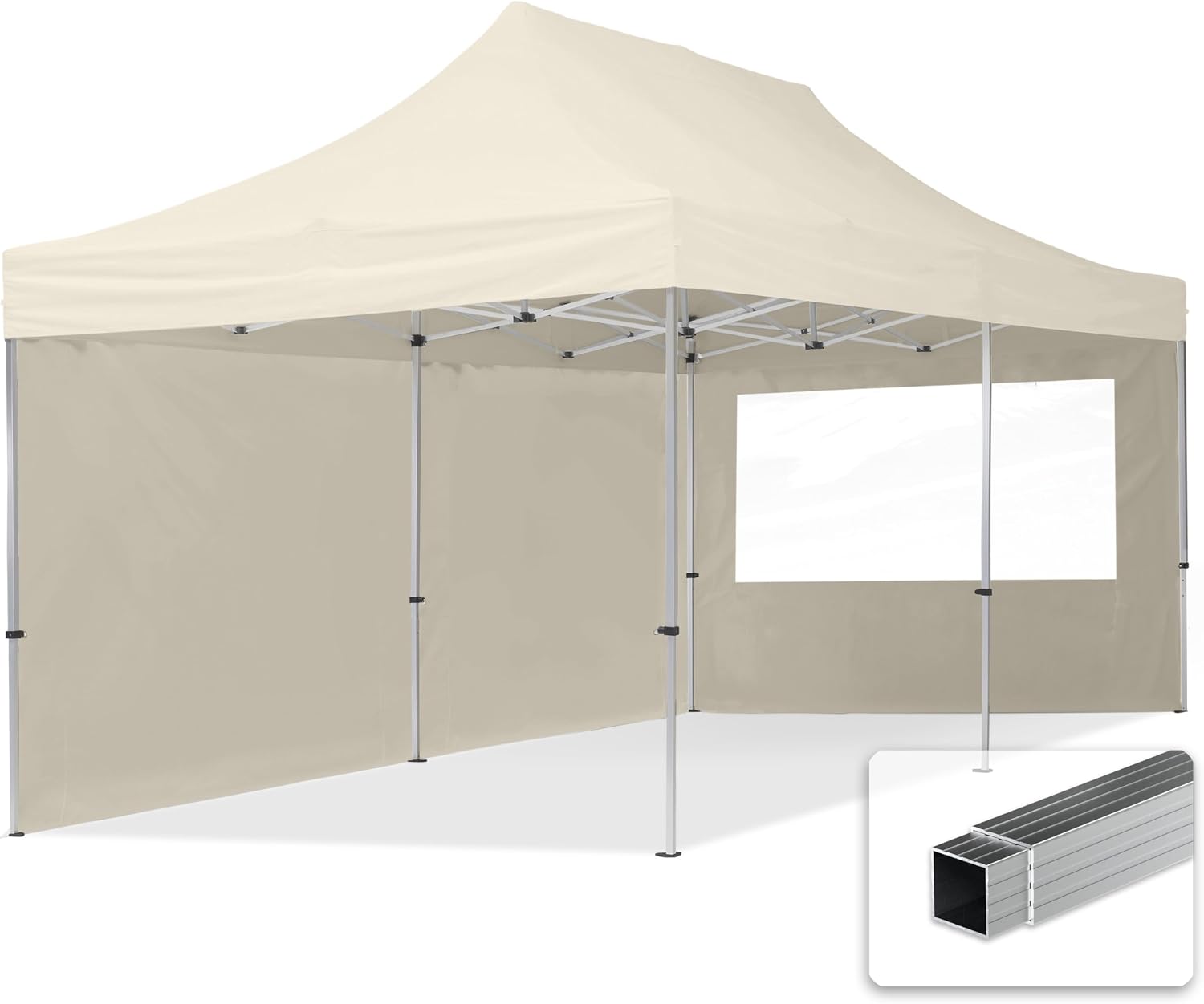 TOOLPORT Faltpavillon Faltzelt Pavillon 3x6m - 2 Seitenteile Aluminium 32mm Partyzelt 700N Creme