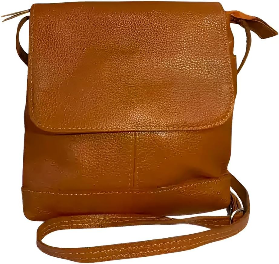 Bolsa Feminina Transversal em Couro Legítimo Jô – Tiracolo Elegante com Alça Regulável, 3 Bolsos Internos, Fechamento em Zíper e Botão de Pressão – Compacta, Sofisticada e Durável