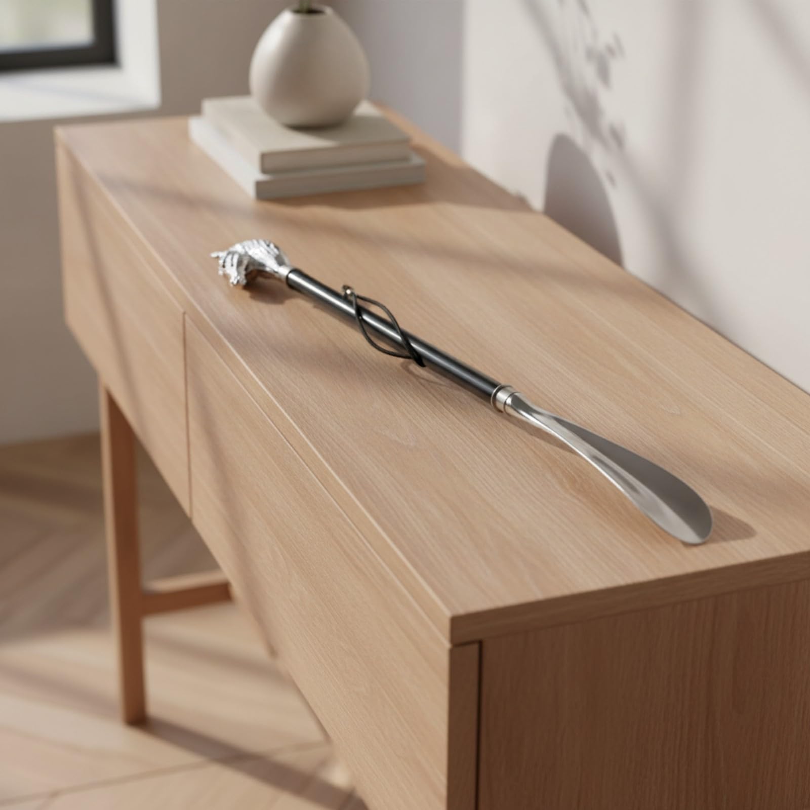 KESOTO Calzador con Cabeza corativo Calzador con Mango Largo Ergonómico para Adultos, Dormitorio, Oro, Largo