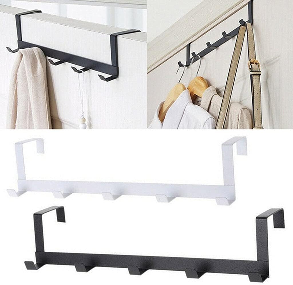 AteEco Sobre la puerta 5 ganchos hogar baño organizador estante ropa abrigo sombrero toalla percha (Color : D)