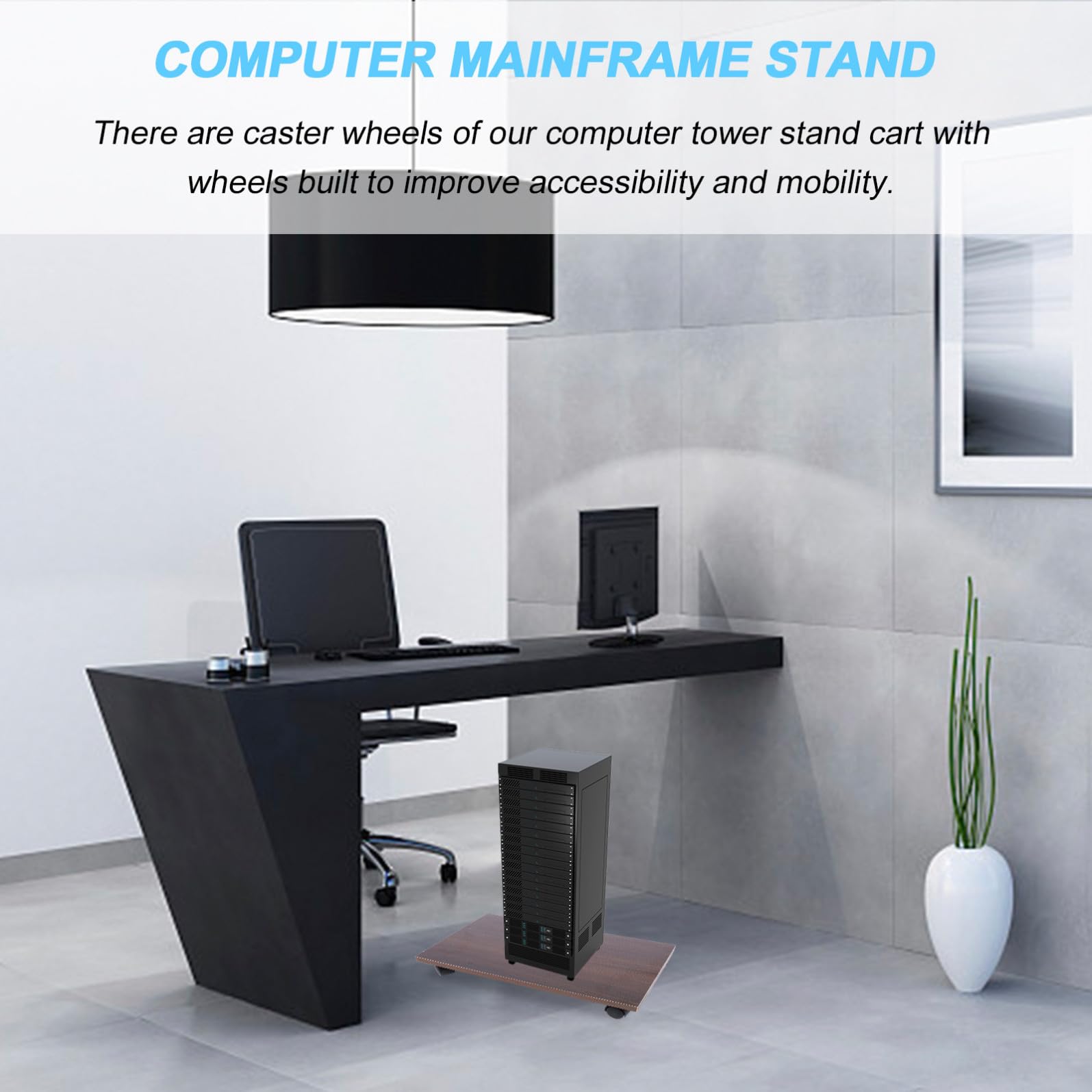 Supporto per Torre Computer, Supporto CPU in Legno Abs, Nero, Mobile, per Case Computer e Cpu, Trasporto Comodo e Struttura Stabile