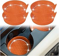 Vista 35 de zipelo Bling Car Cup Coaster, 2 Pack Universal Vehicle Anti-Slip Cup Holder Insert Coasters, Crystal Rhinestone Silicone Shockproof Drink Mat, Car