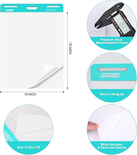 Miniatura 4 de Mini caballete pegajoso, 15 x 18 pulgadas, papel autoadhesivo, papel de gráfico adhesivo para profesores, papel de tabla de anclaje para oficina, 30