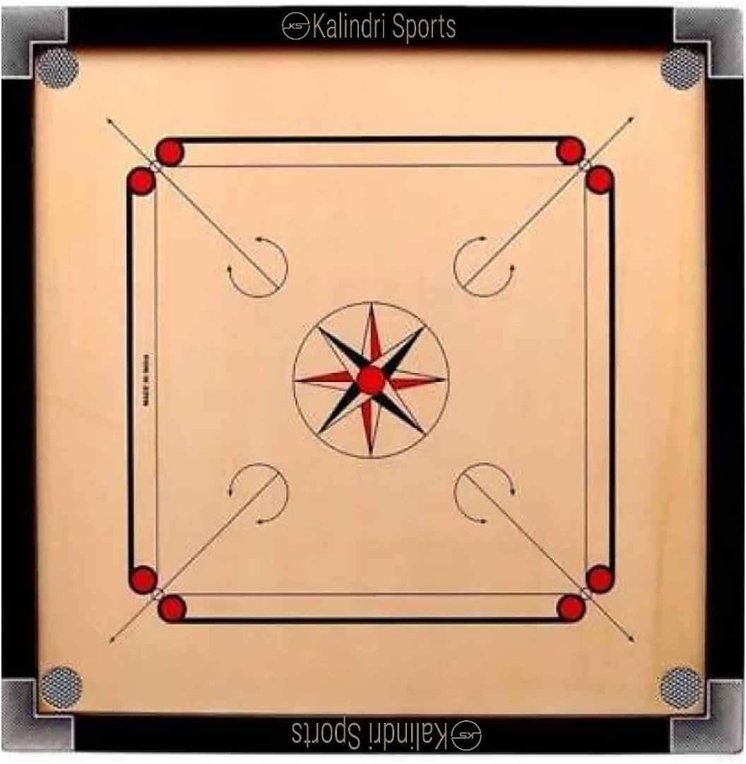 Kalindri Wooden Carrom Board with Coins and Striker (32" * 32" with 1.5" * 1.25" Frame 4 mm Ply)