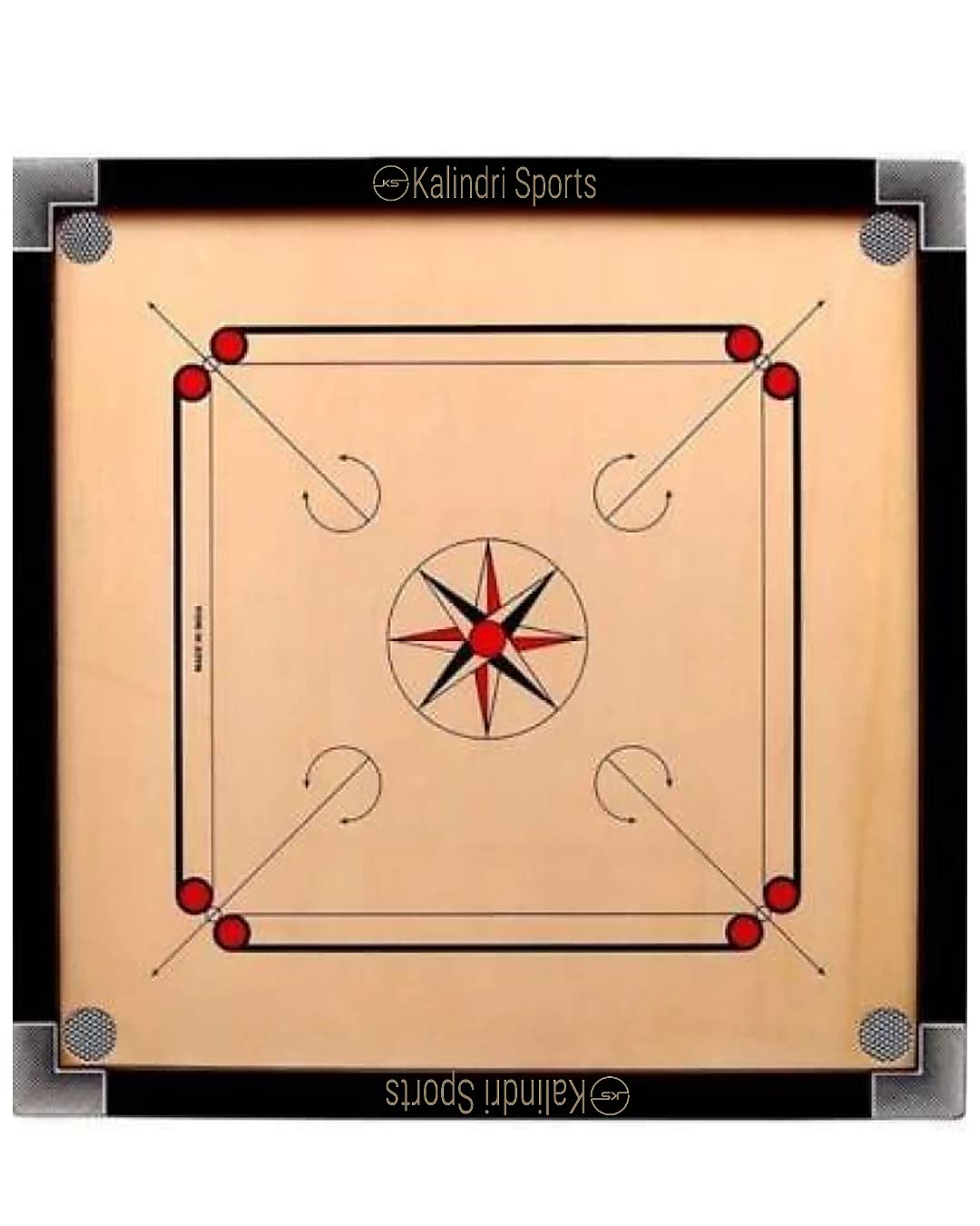 Kalindri Wooden Carrom Board with Coins and Striker (32" * 32" with 1.5" * 1.25" Frame 4 mm Ply)