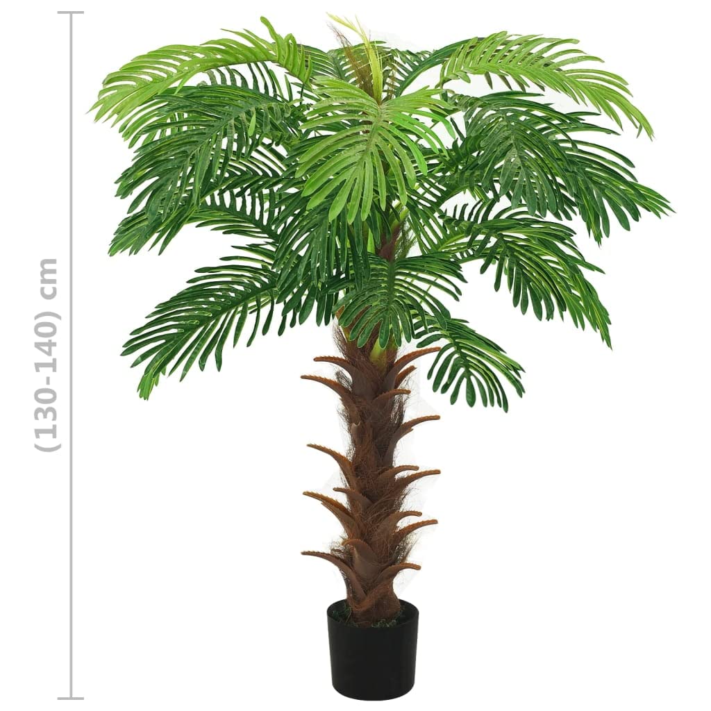 vidaXL Palmera Cycas Artificial con Macetero Plantas Falsas Decoración Floral Imitación Oficina Salón Sala de Estar Habitación 140 cm Verde