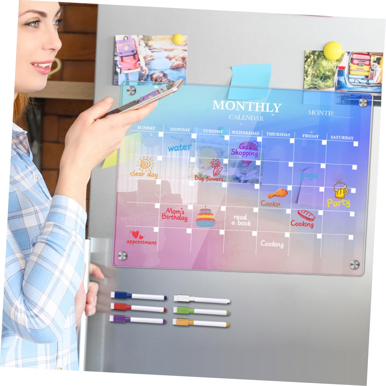Magnetische Acryl Planungstafel Monatsplaner für Kühlschrank