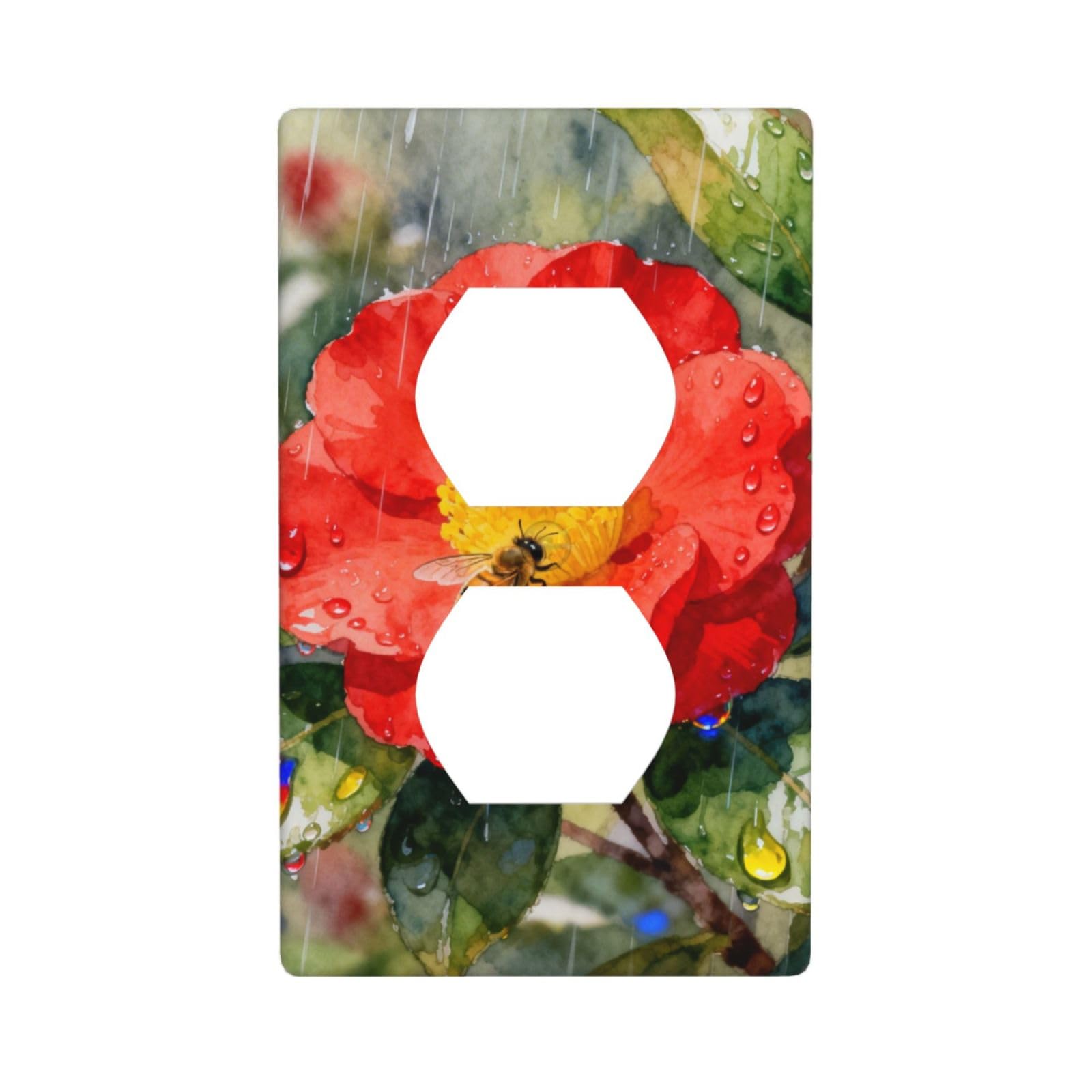 Flower Rain Decorative Switch Plate Cover-Unbreakable Polycarbonate Wall Plate for Home Office, 1 Gang with Screws