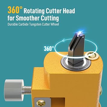 B BLOOMOAK Heavy Duty Circular Glass Cutter with Round Knob Handle and Suction Cup Adjustable Diamond Glass Cutter Tool Set 24 with Extra Blade (60cm)