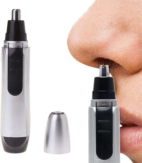 Ear Nose Hair Trimmer Clipper Abody Electric Nose and Ear Hair Trimmer, with 360° Rotating Painless Dual Edge Blades, Facial Hair Trimmer for Men and Women (Nose Trimmer)