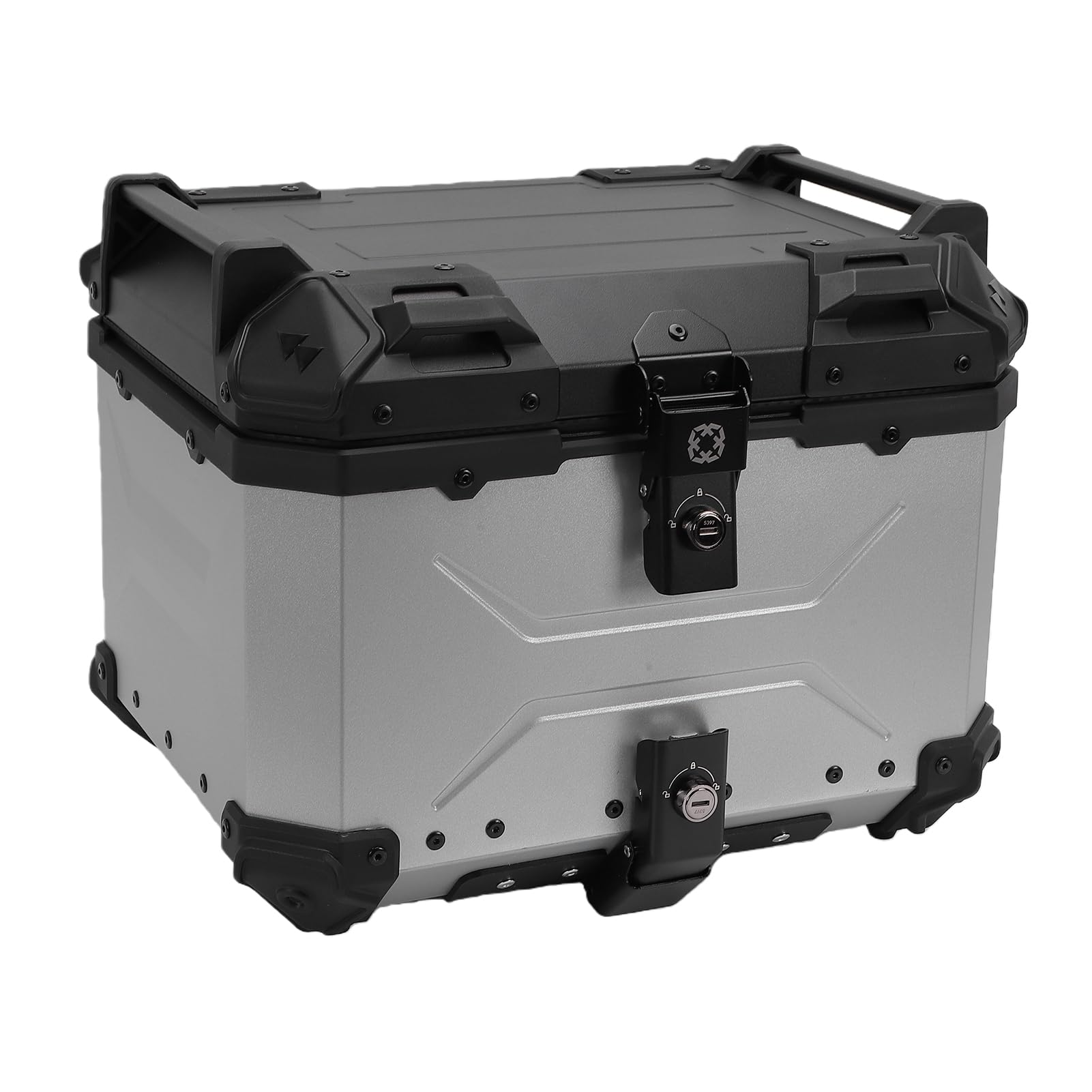 Fockety Baúl Trasero para Motocicleta, Caja de Aleación de Aluminio con Soporte Universal, de Cierre Antirrobo y Revestimiento de PU; Caja Trasera para Motos Equipadas con