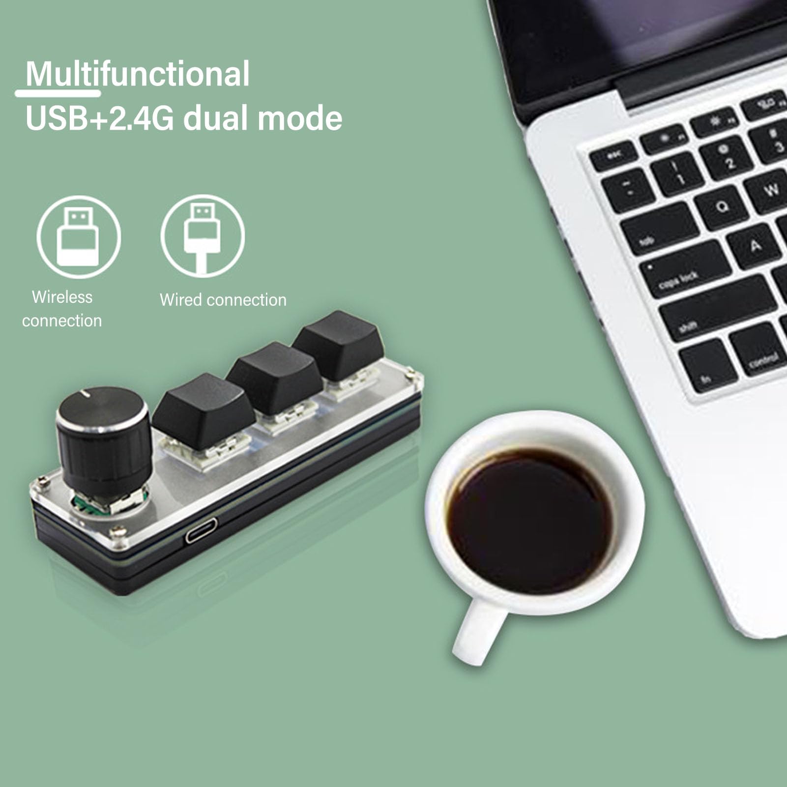 Mini 3-klawiszowa Klawiatura, Przewodowa USB, Bezprzewodowa Mechaniczna Klawiatura do Gier 2,4G z Programowalnymi Klawiszami, Pokrętłem, wymienną. Dostosuj Klawisz Skrótu makro.