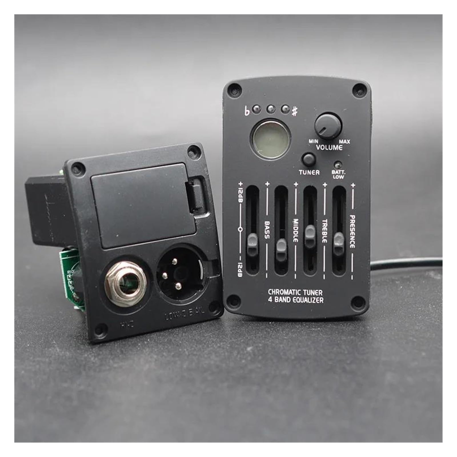 Akustikgitarren-Vorverstärker 4-Band-EQ-Equalizer-Tonabnehmer Vorverstärker-Piezo-Tonabnehmer Mit LCD-Tuner Mit 6,35-mm- Und XLR-Ausgangsbuchsen Professioneller Tonabnehmer für Akustikgitarre