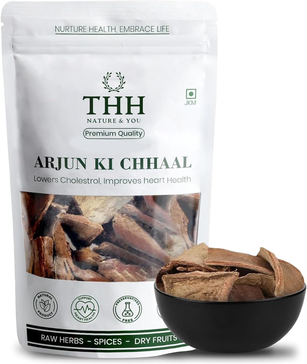 THH Organic Arjun ki Chaal - 1Kg | Dried & Raw Arjuna Tree Bark | Helps in Maintaining Cholesterol & Boosting Immunity | Natural & Orgnaic Arjun Chaal with No Added Preseraives - 100% Vegan
