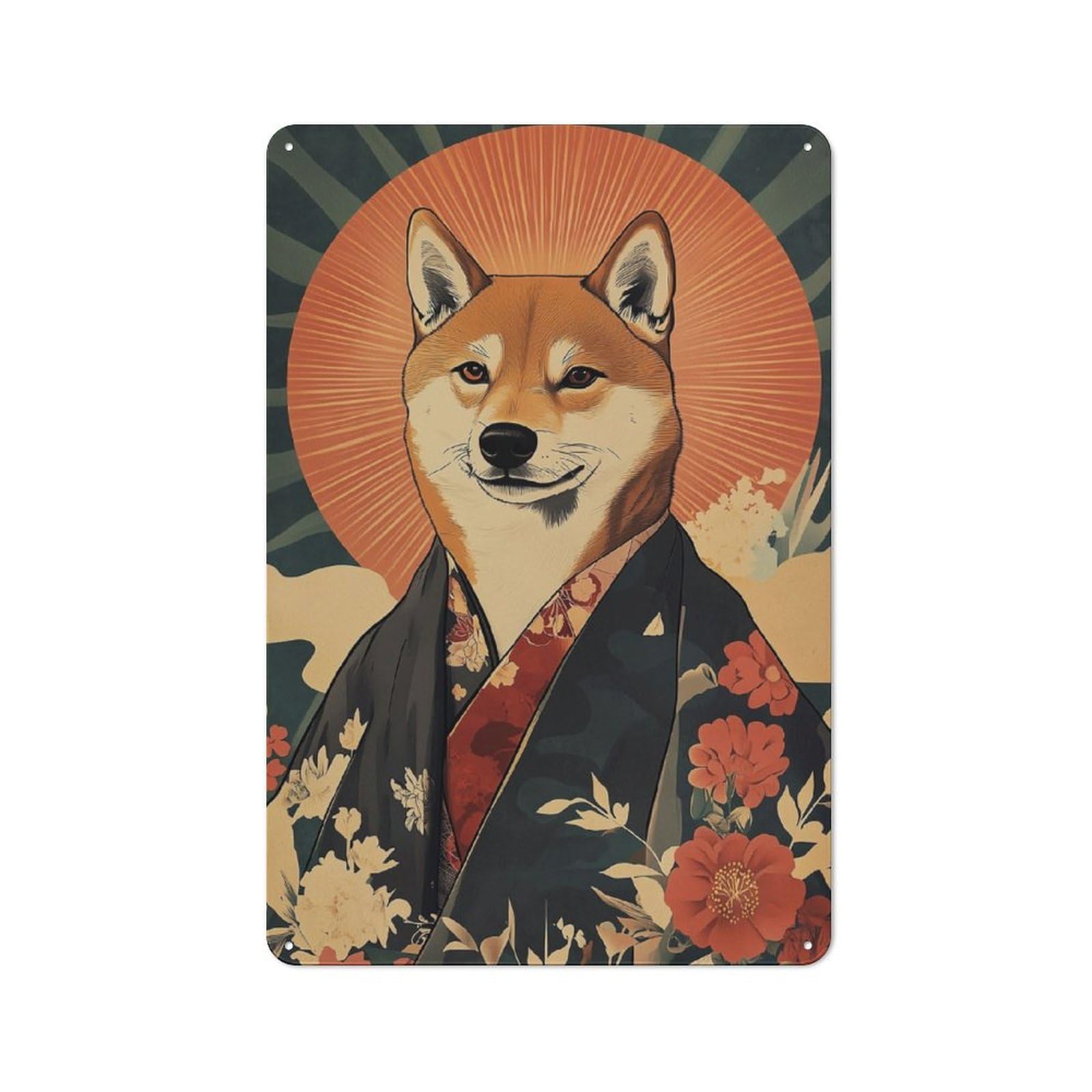 Junmoney Shiba Inu Japanese Kimono For Man Cave Or Games Room, Retro Metal Plaque 30X20cm, For Metal Sign Collectors, For Garage And Workshop Walls