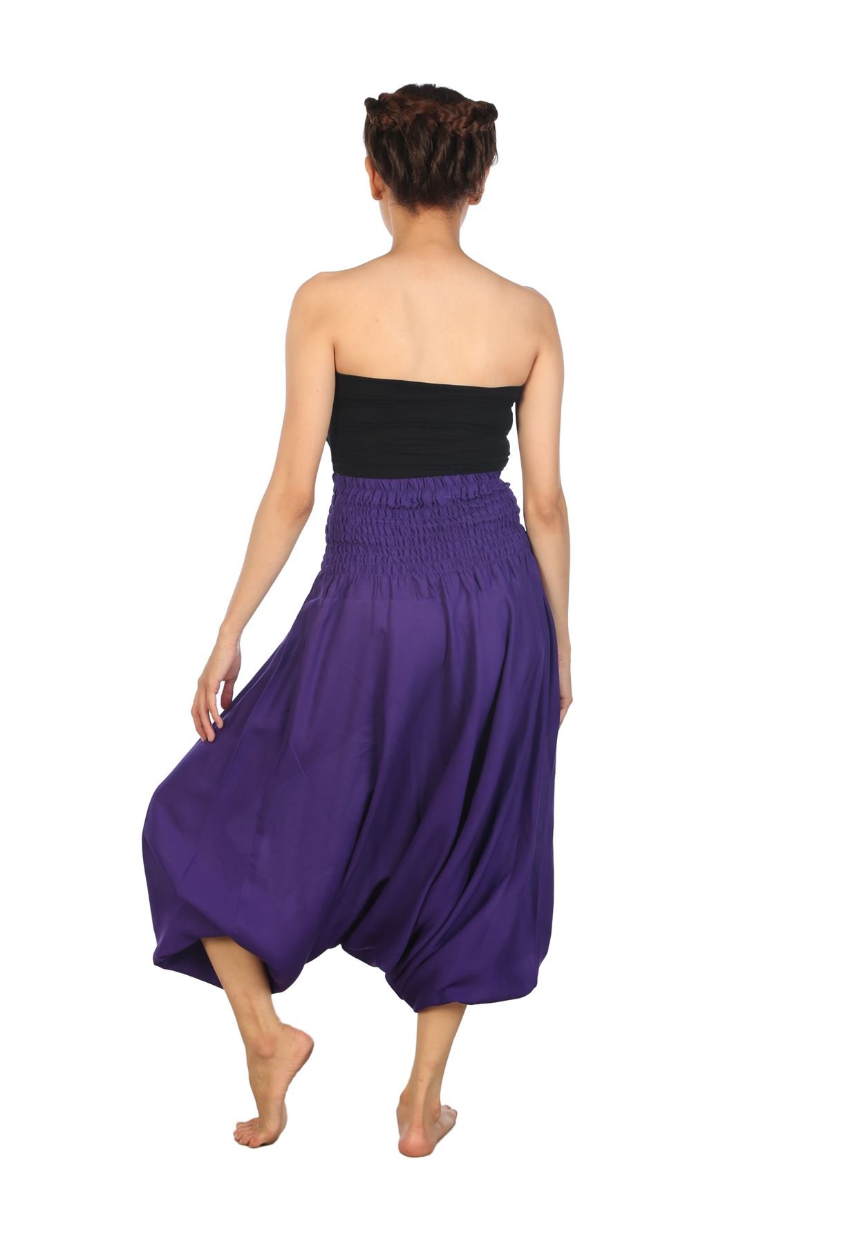 Lofbaz Harem Pantalons Femmes Paon Taille smockée