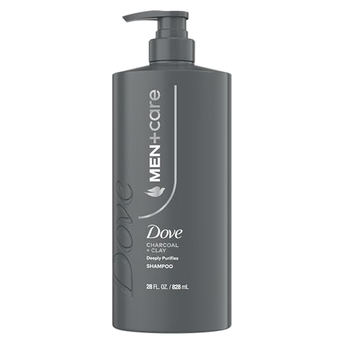 DOVE MEN + CARE Shampoo 1 count Charcoal + Clay for Real Hair that Powers Up Hair Strength, with Deep Purifying Benefits, 28 Fl oz