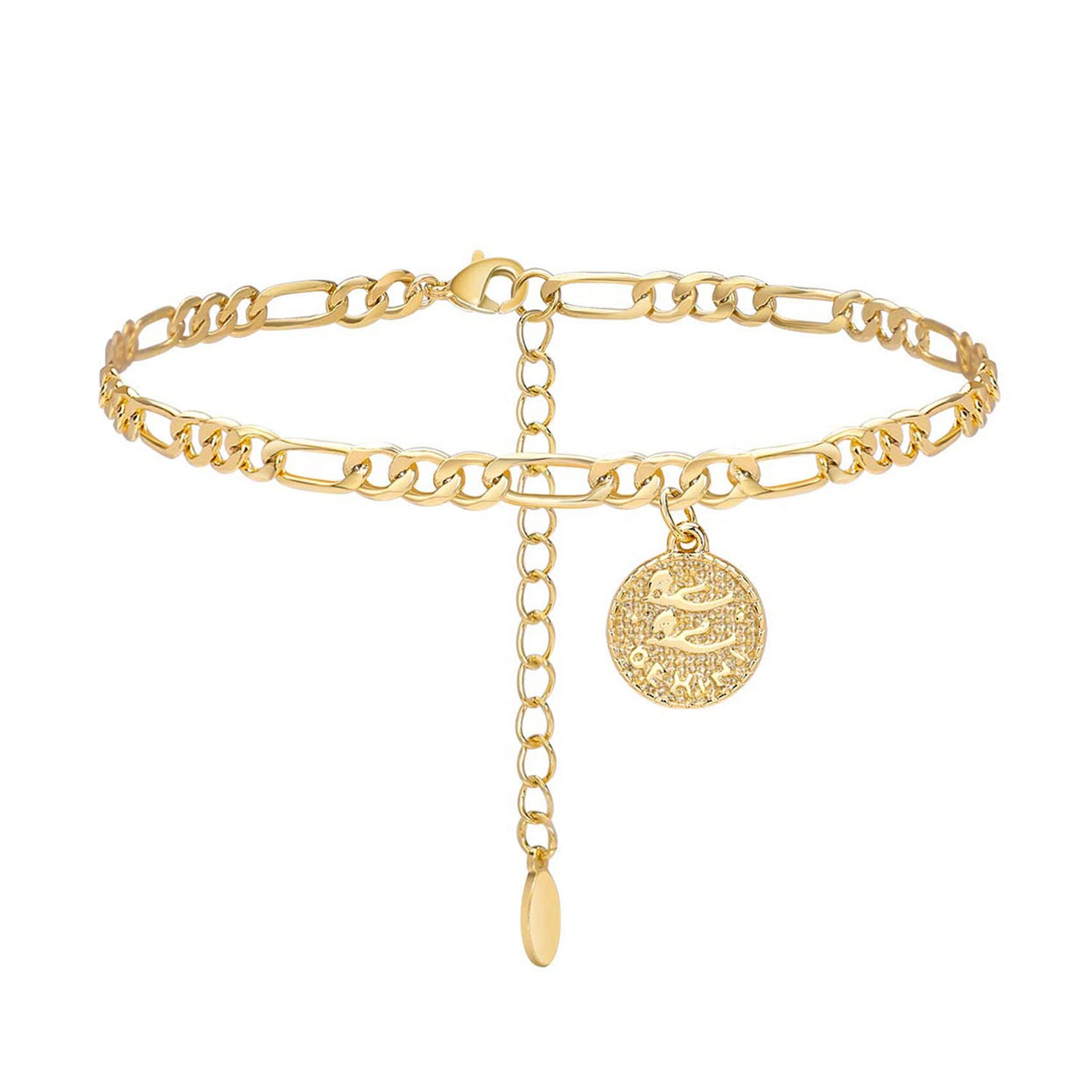 Anklets for Women Dainty Zodiac Constellation Anklet Zodiac Sign Disc Ankle Bracelet 14k Gold-Plated Anklets for Women