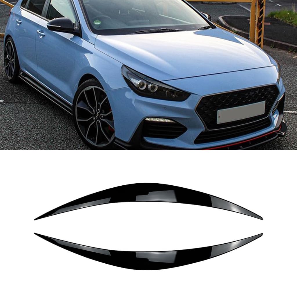 2 szt. reflektorów samochodowych, nakładki na brwi i powieki, do Hyundaia I30 I30N MK3 2017 2018 2019, naklejki samochodowe, nakładki na powieki(Glossy black)
