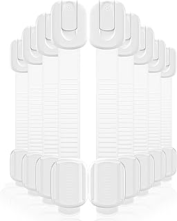 9 Pack Cabinet Locks Baby Proofing - Child Proof Cabinet Locks with 3M Adhesive, Easy Installation Adjustable Child Safety Drawer Latches No Drill, Multi-Use for Kitchen Ovens Fridge Toilet Seat