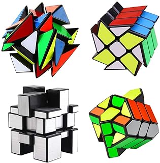 4-Pack YJ Cube Set - Included 3x3 YJ Fluctuation Angle Puzzle Cube - 2x3 YJ Wheel Puzzle Cube - 3x3 YJ Mirror Puzzle Cube 6 Color - 3x3 YJ Square King Puzzle Cube