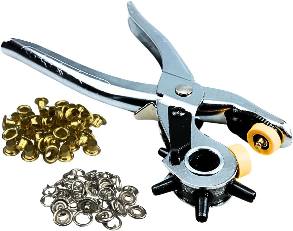 3-in-1 Plier | 8.5" (21.6 cm) Stainless Steel | Hole Puncher, Snap Tool & Eyelet Maker | for Leather, Plastic, Vinyl & More