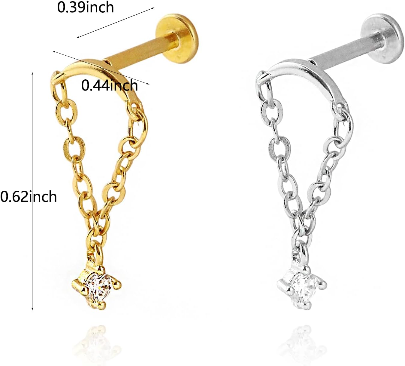 2PC 6PC Gold Earring Set for Women Titanium Flat Back Earring Small Helix Piercing Earrings - Image 7