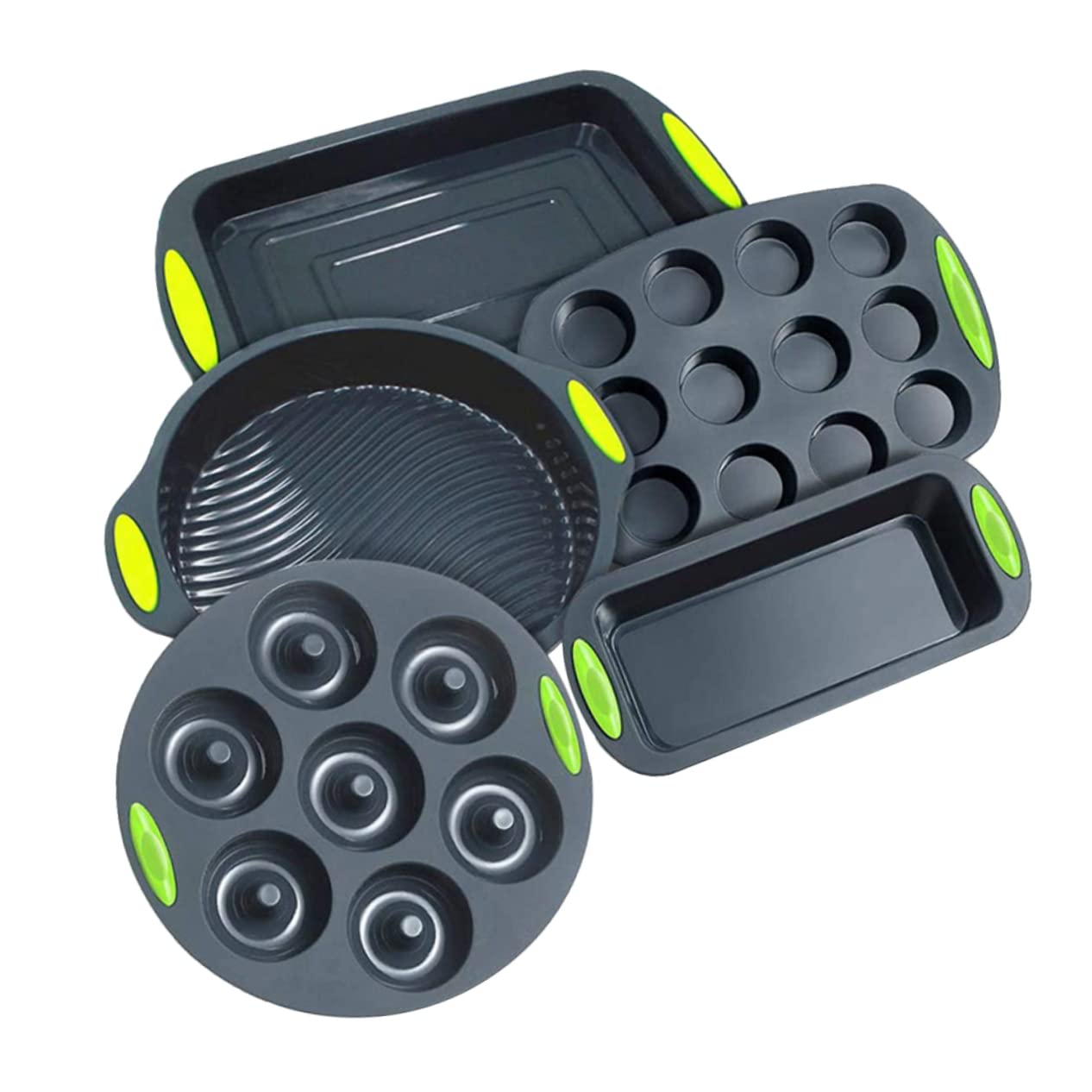 MAGICLULU Ensemble de 5 Moules à Gâteau en Silicone Réutilisables et Faciles à Nettoyer, Moules à Pâtisserie DIY Cuisine Cuisson