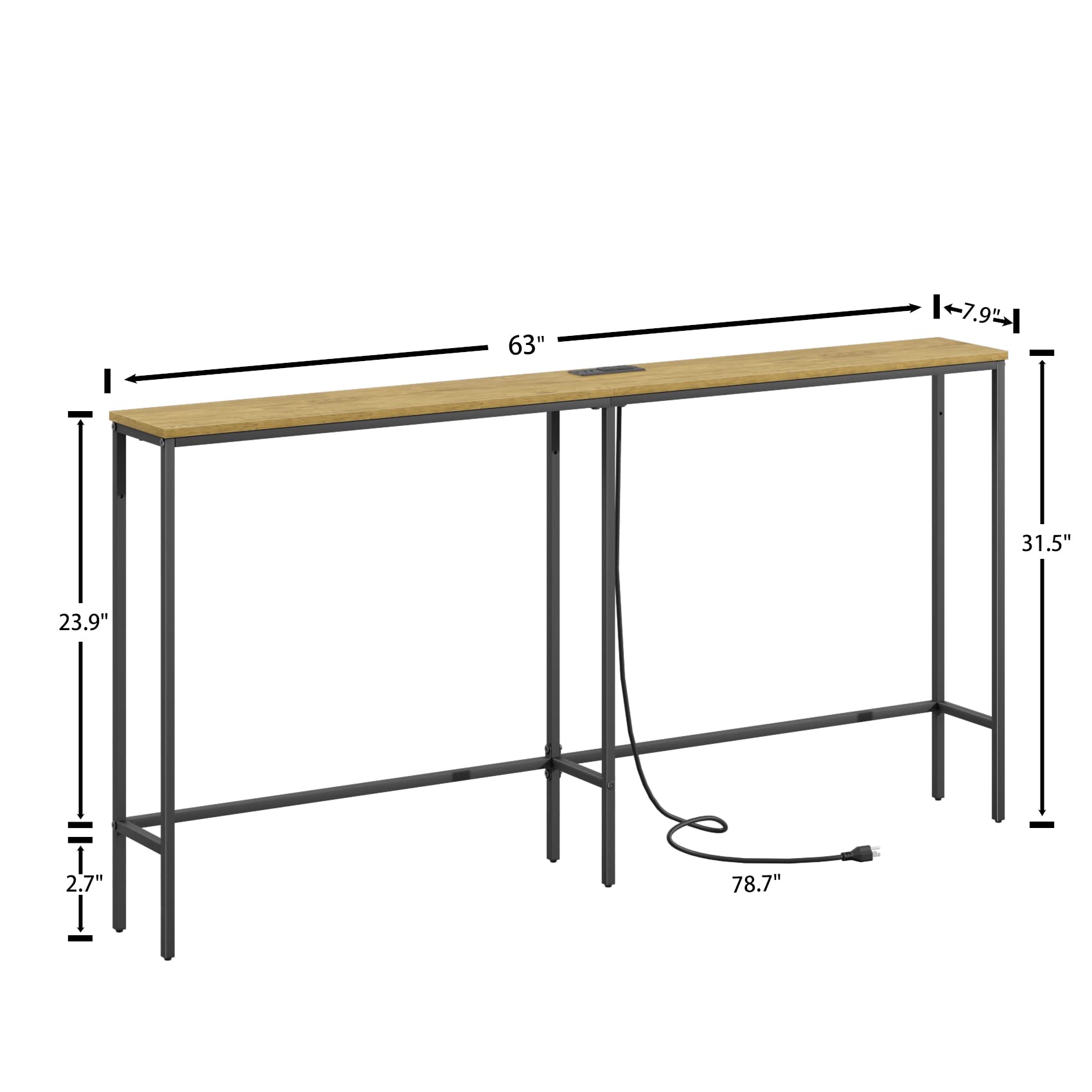 Amazon｜SONGXIN コンソールテーブル 63インチ コンセント付き モダン