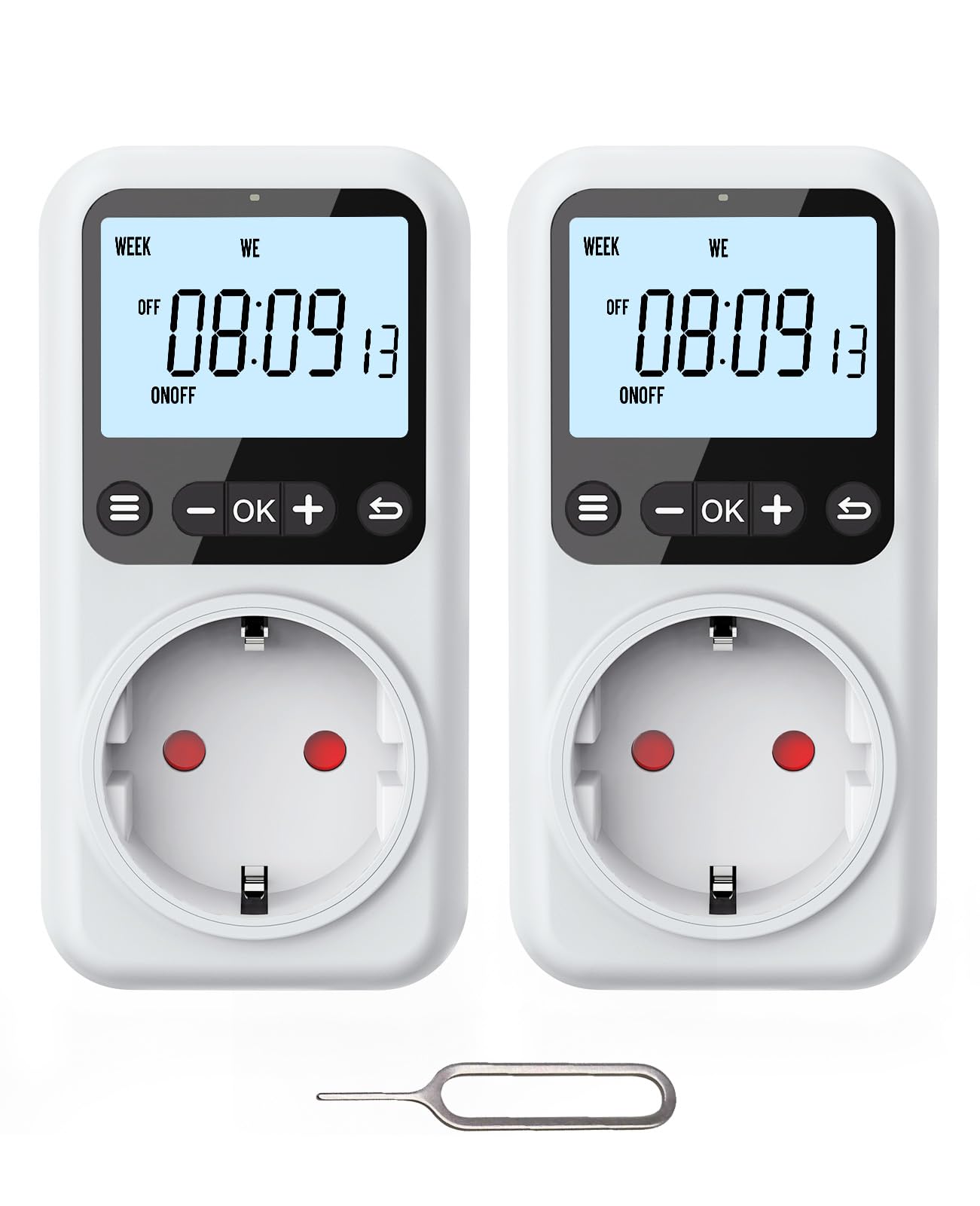 Zeitschaltuhr Steckdose Digital, 18 Programmierbare Sekundengenau Countdown Timer Steckdose mit Hintergrundbeleuchtung, für Innen Einbruchschutz Aquarium 16A 3680W (2)