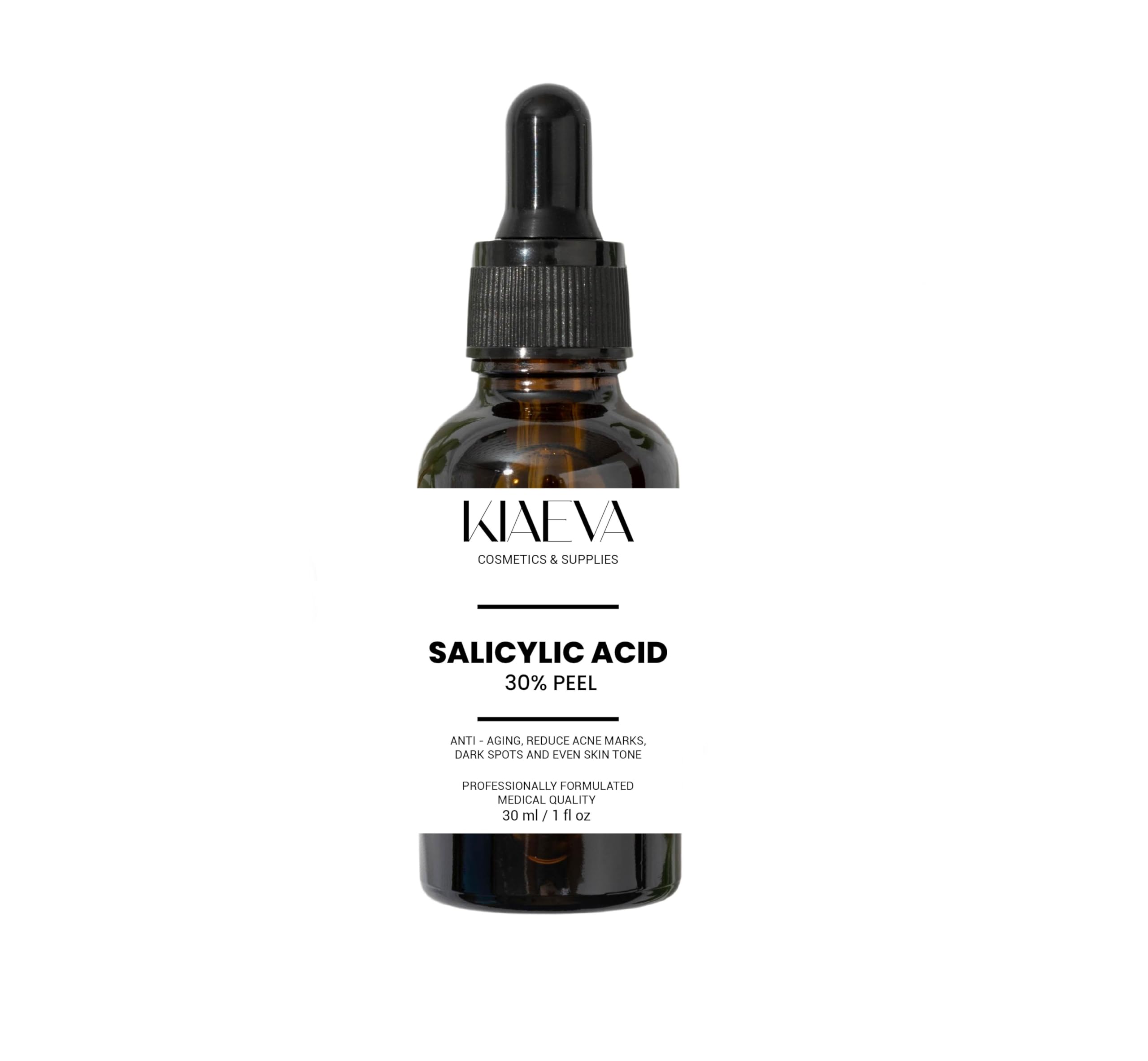 KIAEVA Salicylic Acid 30% Exfoliating 1fl.oz/30ml, BHA Face Peeling with Aloe Vera for Sensitive Skin - Anti-Blackhead and Blemish Scrub - Salicylic Acid Facial Care