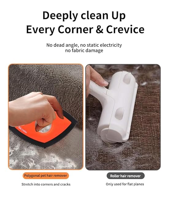 SKYANA Reusable Cat Dog Pet Fur Hair Remover Detailer Brush for Car Interior and Auto Detailing, Couch, Furniture, Washable and Reusable in Orange-flZ1RhRm