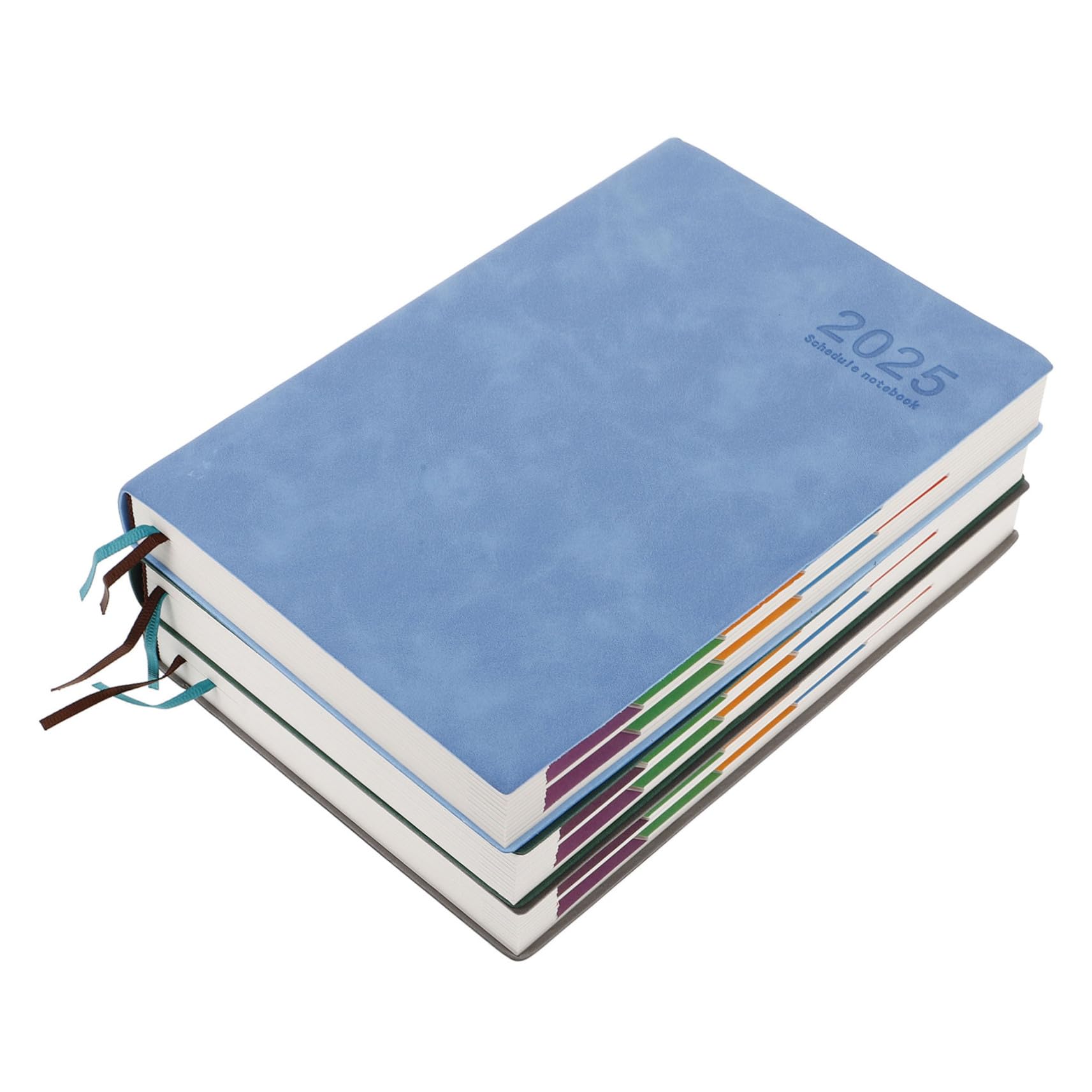 Planificador Diario 2025 A5 de 3 Piezas en Pu, Cuaderno Calendario
