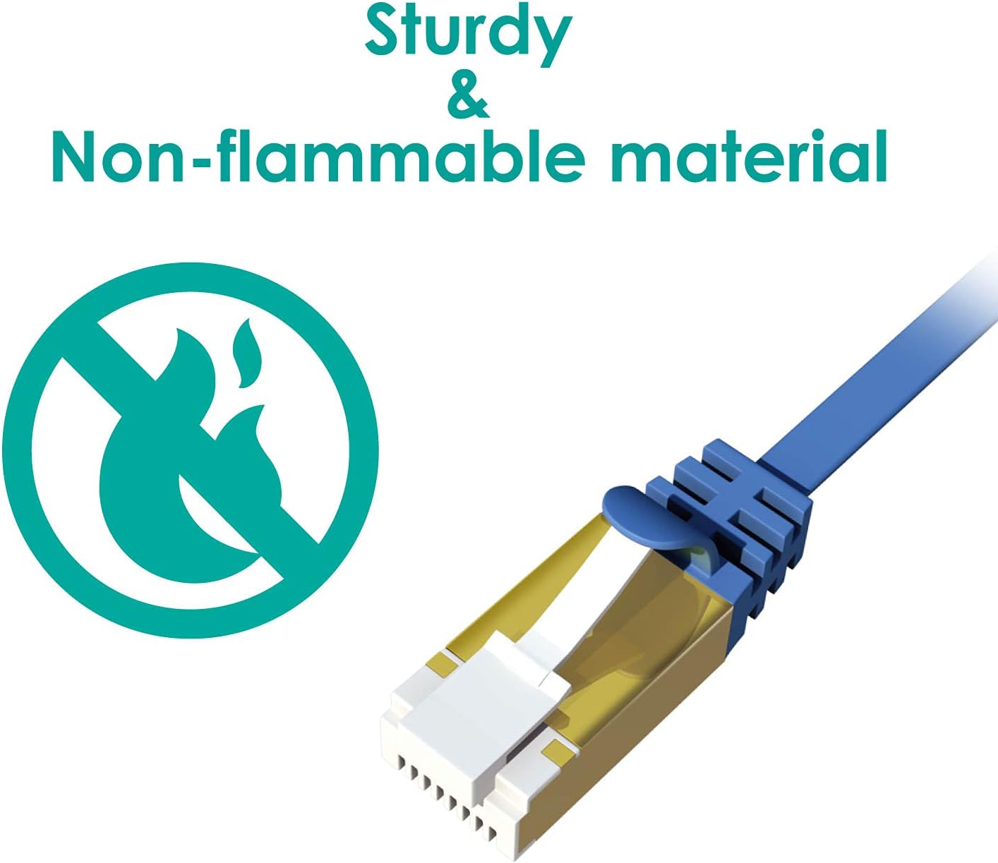 ELECOM Flat LAN Cable with Nails Non-breakable CAT7 10m [Blue Metallic] LD-TWSFT/BM100 (Japan Import)