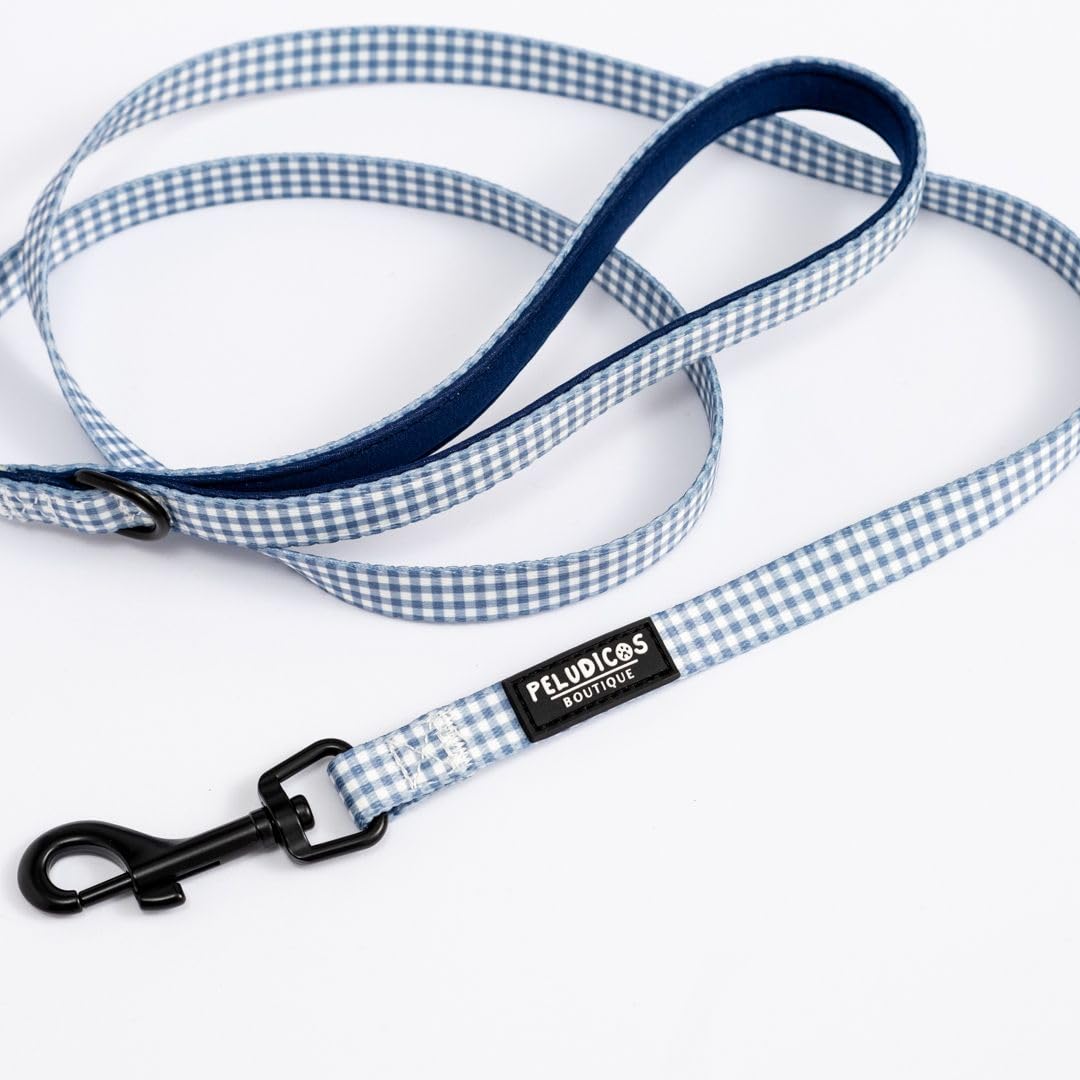 Pack Collar,Correa y Portabolsas Vaquero para Perro Ajustables de Neopreno – Diseño Vichy, Cómodos y Resistentes – 4 Tallas