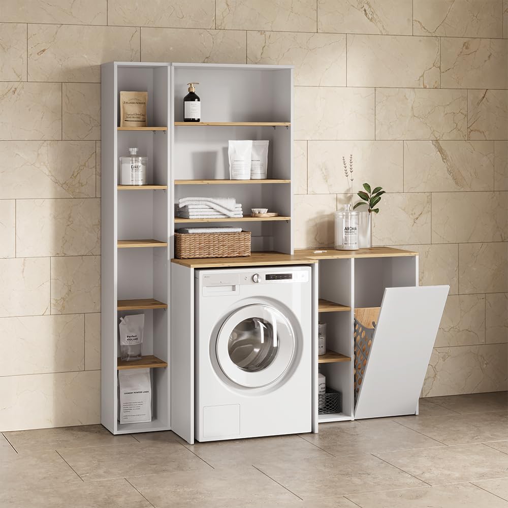 Livinity Mobile lavatrice Paolina, Bianco/Artisan, 68 x 88.2 cm