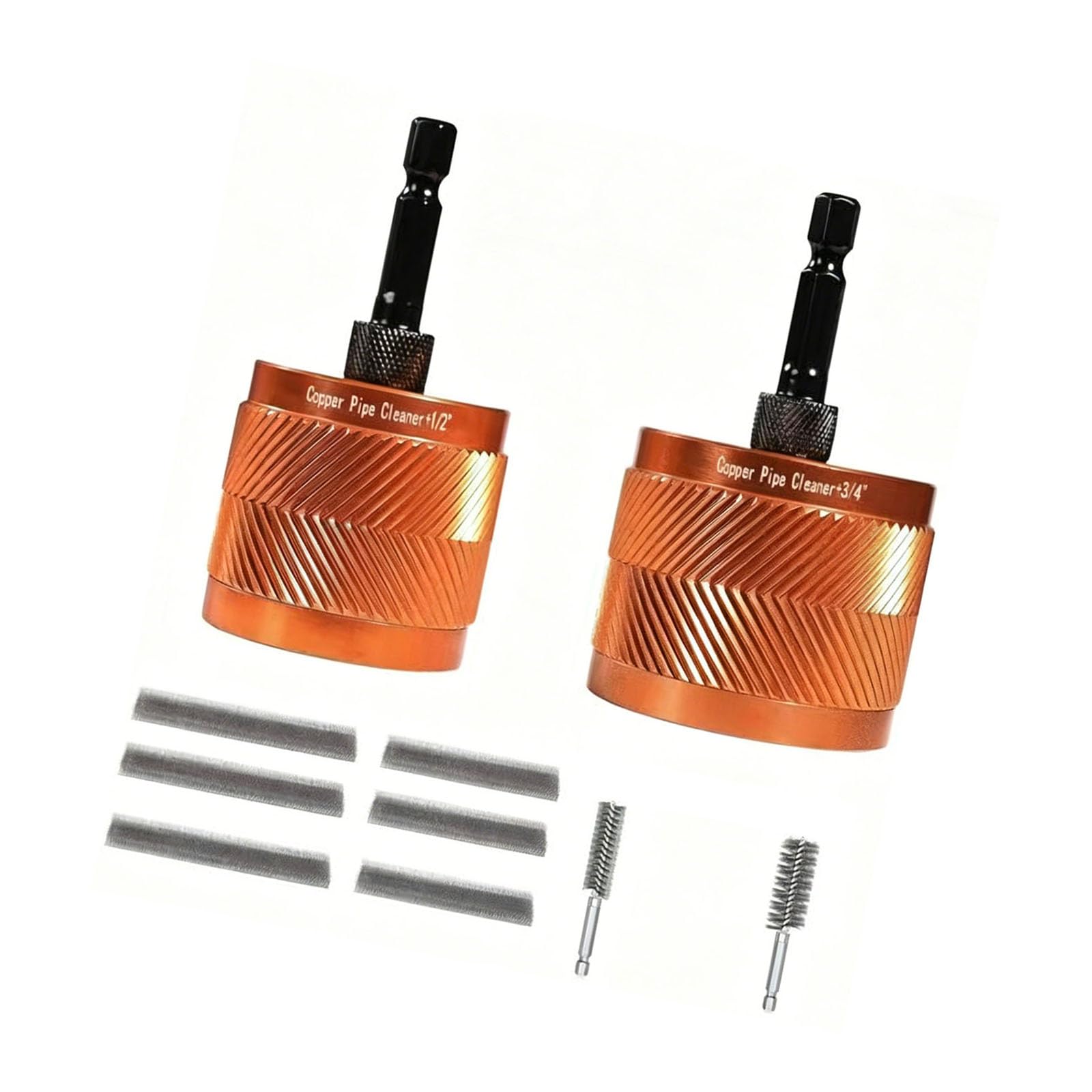 Multiple Size Pipe Polishing Brushes Aluminum Alloy Handle Resistant for HVAC and Automotive Maintenance Hexagonal Shank Tube Cleaning Brush
