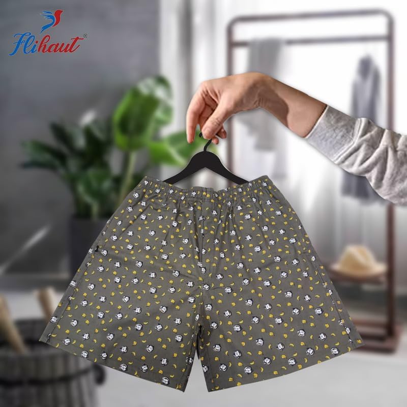 Image of Men's Cotton Shorts Waistband, Zip Fly, 1 Zip Pocket, Back Pockets (Pack of 2)