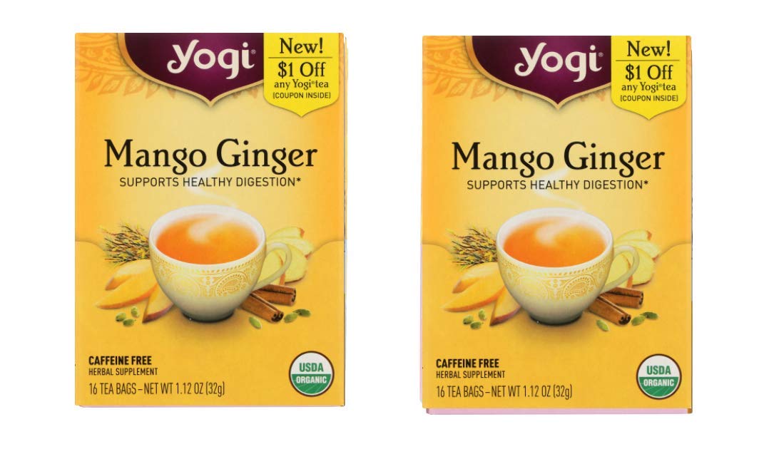 YOGI Organic 2 PACK (32 TEA BAGS )Tea Green Detox Herbal Blends Over 40 Different Flavors to choose from (MANGO GINGER)