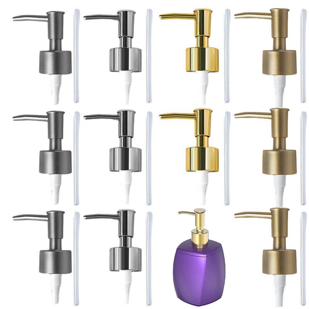 12 Pack Plastic Soap Dispenser Pump Reusable Lotion Soap Dispenser Replacement Pump Head for Kitchen Bathroom