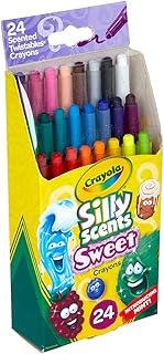 Silly Scents Twistables 24 Count Scented Crayons, Durable Plastic Barrel Design for Kids Creative Play, Vibrant Colours, ideal crayons colour set, fun colour pencil set addition