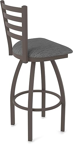 Miniatura 198 de 410 Jackie Taburete de bar giratorio de 36 pulgadas con acabado bronce y asiento de vinilo negro Vinilo negro,Canter Burdeos,Tierra Canter,Canter