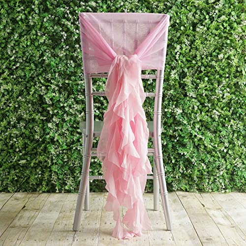 Efavormart 1 Set Wedding Chiffon Chair Sashes Pink Draping Aisle