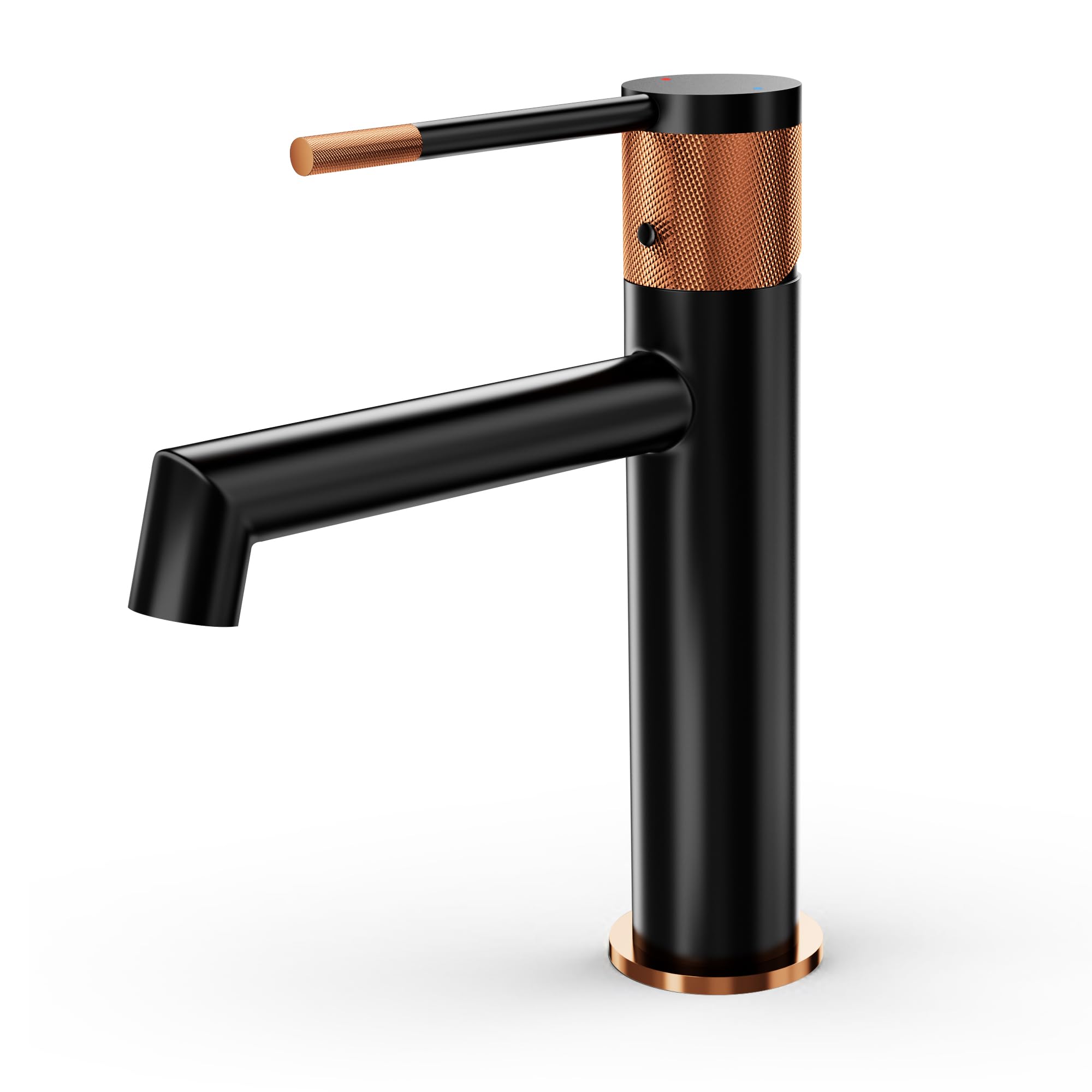 Grifo de lavabo negro para lavabo con carcasa de latón, cartucho de cerámica, monomando para inodoro de invitados con manguera interior EPDM no tóxica