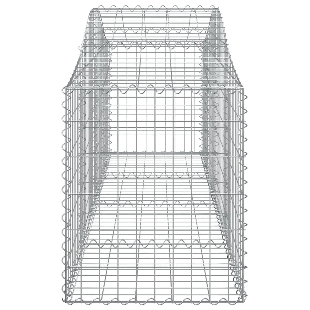 Gaviones con arco alto, 12 unidades, 200 x 50 x 60/80 cm, hierro galvanizado, para barrera de jardín y protección visual como pared de gaviones estable