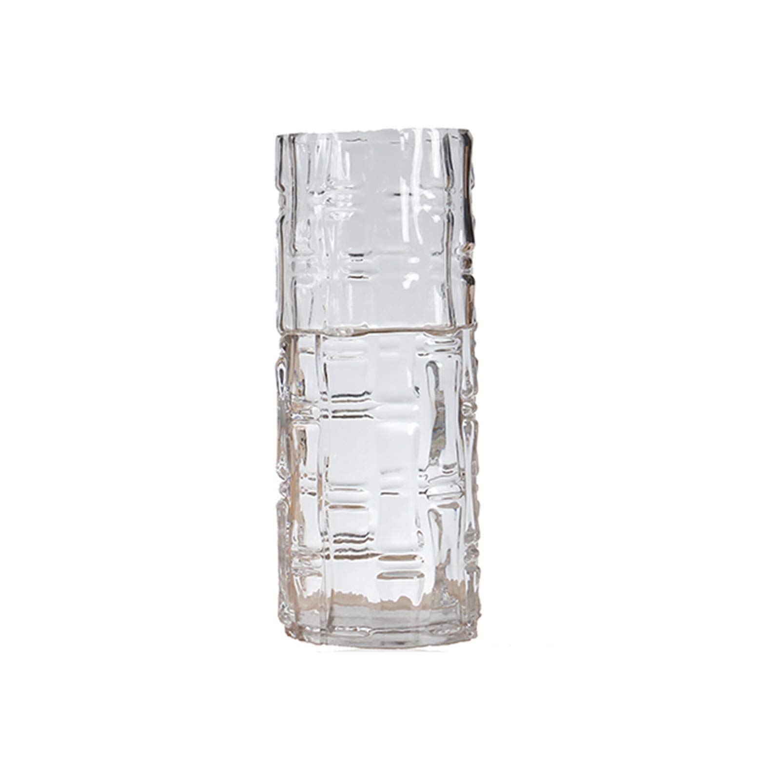 asdchZen Indoor Gardening Thickened Glass Vase, Large Cylindrical Straight Hydroponic Vase Bamboo Pattern Floor-Standing Transparent Vase,15 * 40CM