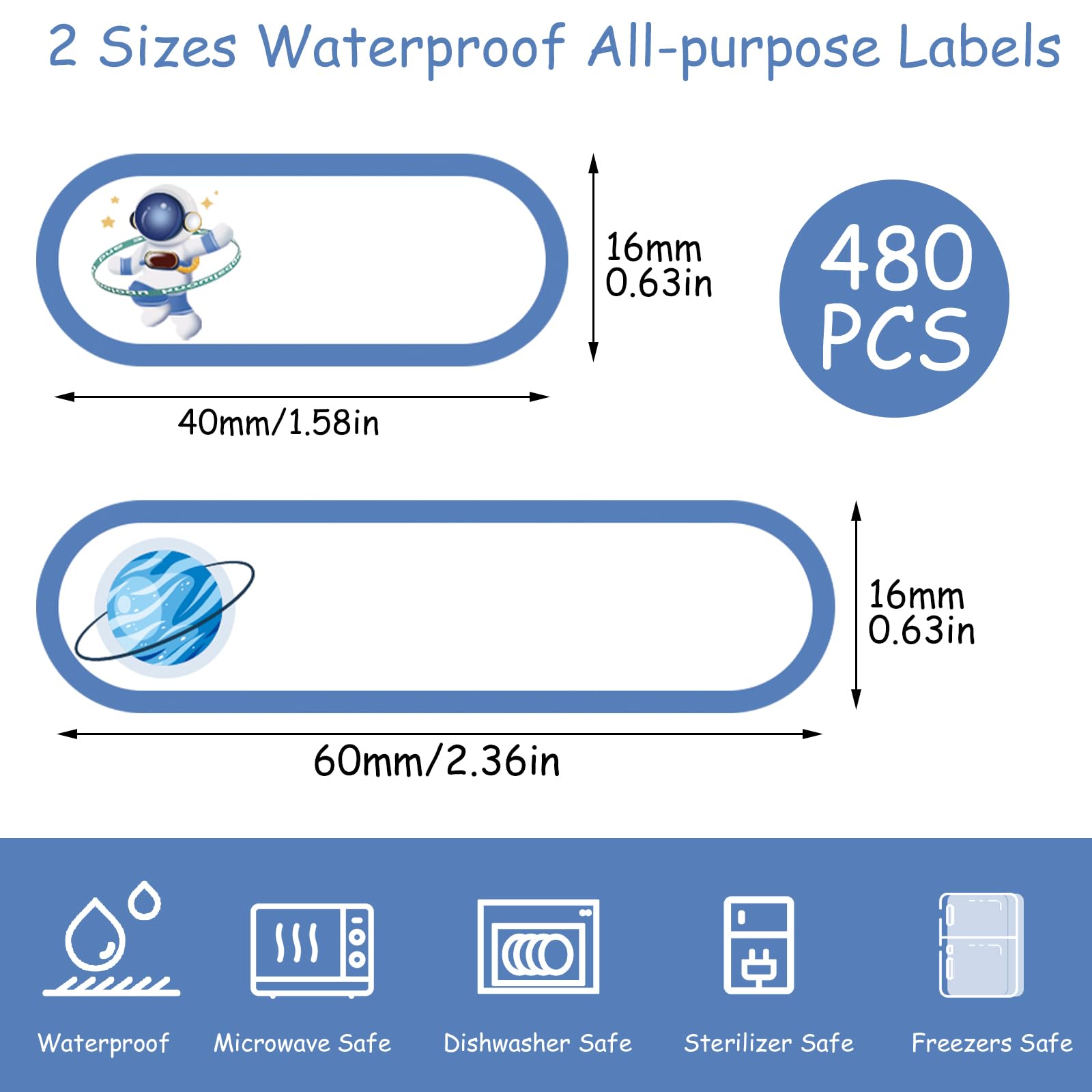 480 Pcs Waterproof Name Labels for Daycare, Self-Laminating, Kids view 2