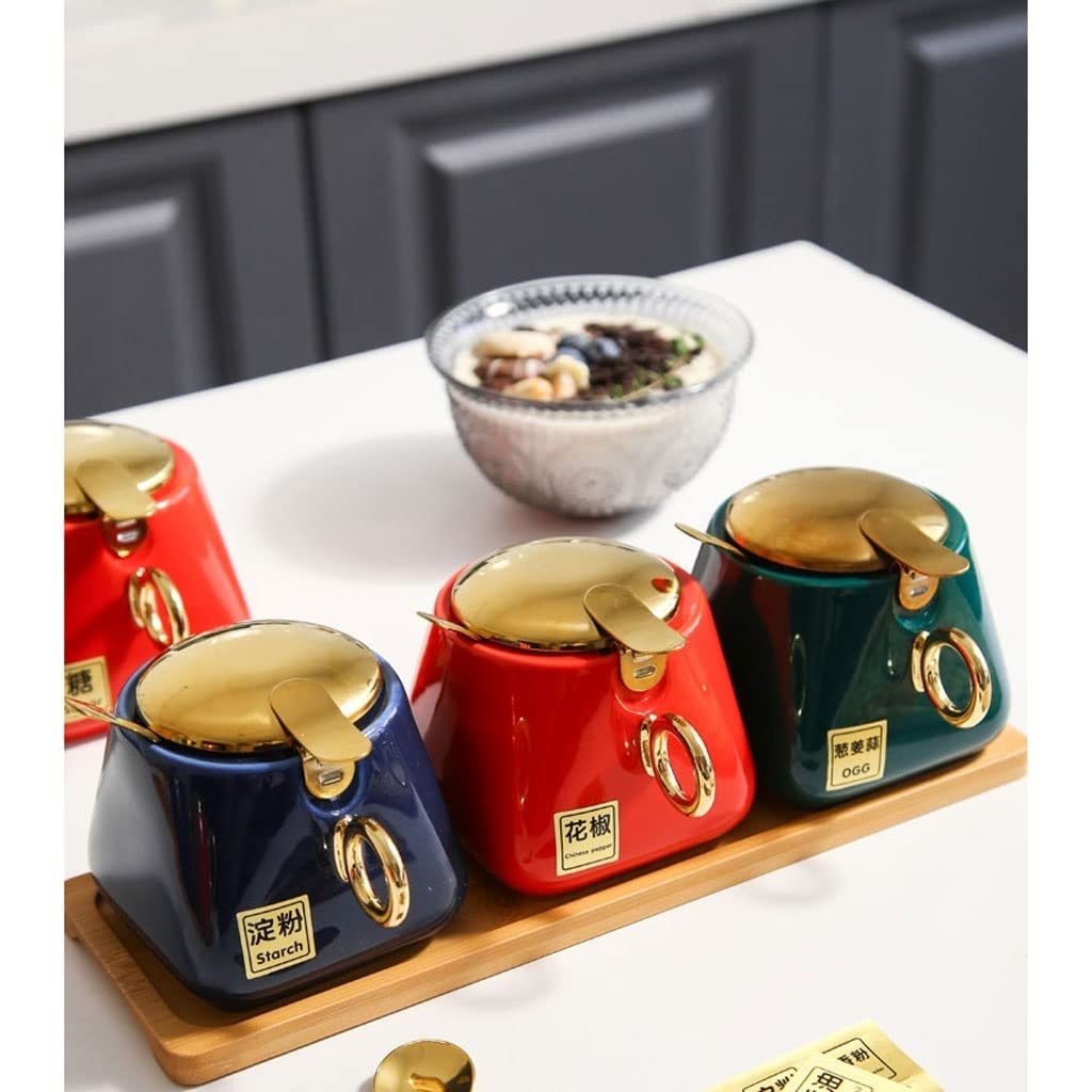 pot à épices， Pot d'assaisonnement de cuisine, Pot à épices domestique, bol d'assaisonnement adapté à l'huile, piment en poudre, poivre, condiments 3 pièces