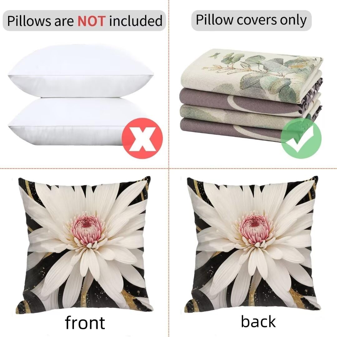 retrò Federe Cuscini Divano 55x55cm,4 Pack Fiore Estate Esterno Cuscini per Divano,Doppio Lato Quadrato Morbido Cuscini Divano,per Divano Soggiorno Sedia Letto Autunno Dekoration Cuscino,Regali LY-439